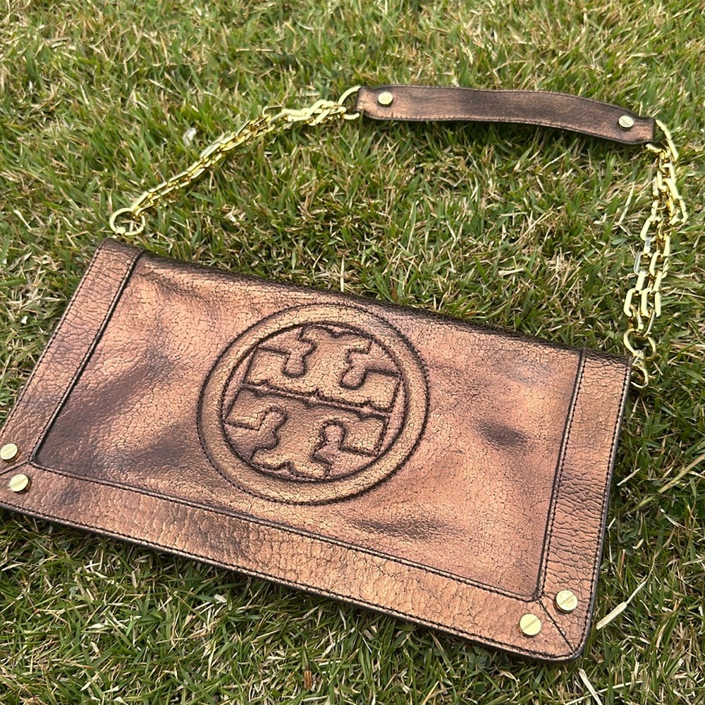 Tory Burch handbag shoulder bag copper with gold chain zipper